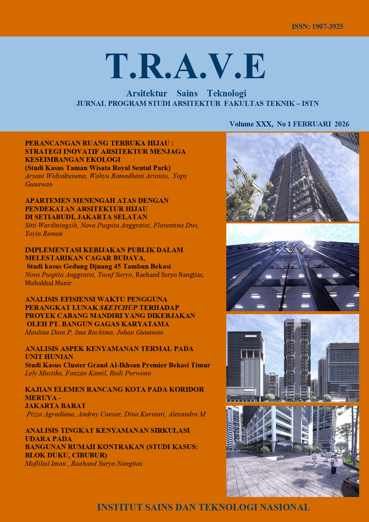 					View Vol. 30 No. 1 (2026): Journal of Architecture Study Program FSTT-ISTN
				